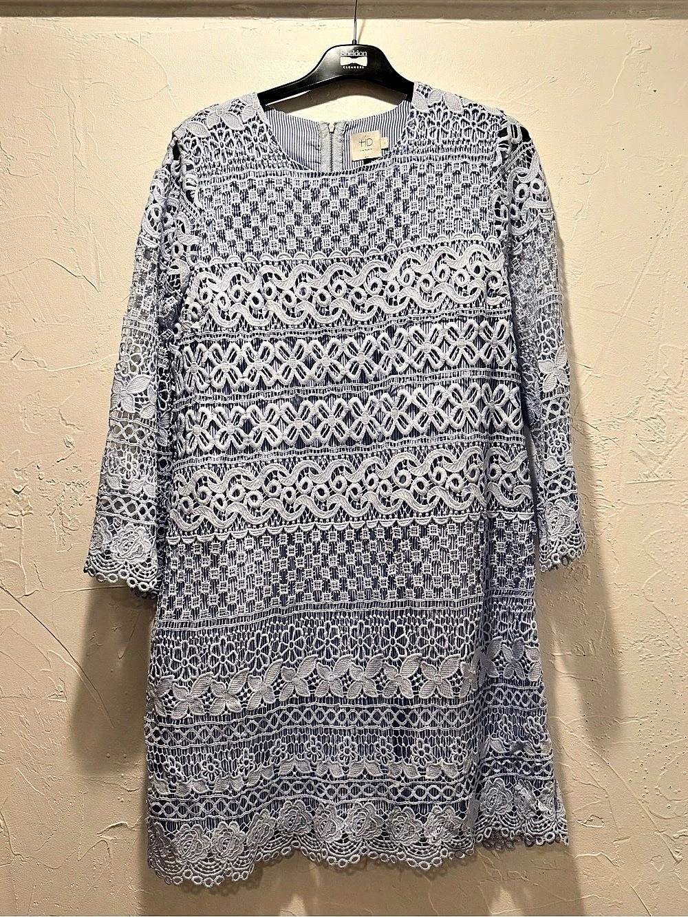 Anthropologie HD in Paris Overture Lace Shift Dress Blue & White Like New